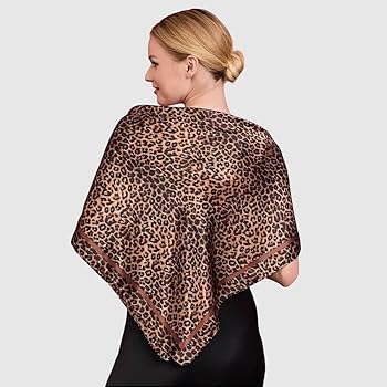 XuoAz 35 Inch Leopard Print Silk Head Scarf for Women Satin Hair
